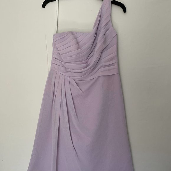david's bridal iris bridesmaid dress David's Bridal Lavender "Iris" Bridesmaid Dress Tie And Zipper Back Size 24 EUC